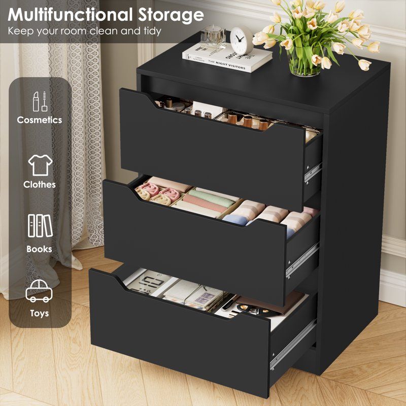 Modern Three-Drawer Dresser with Cutout Handles