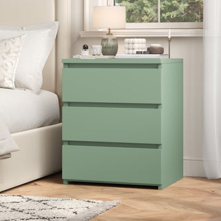 Compact Green Nightstand with Three Drawers