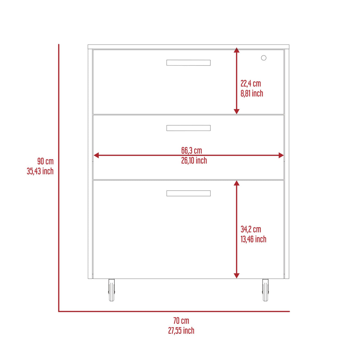 Lions Office Three-Drawer Mobile Cabinet