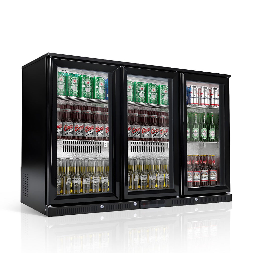 Premium 3-Door Glass Back Bar Refrigerator with COPELAND Digital Control