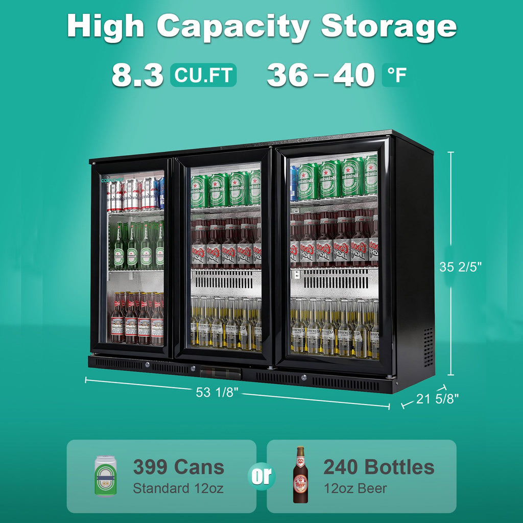 Premium 3-Door Glass Back Bar Refrigerator with COPELAND Digital Control