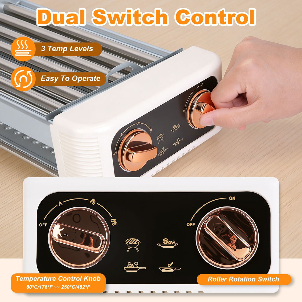 3-in-1 Electric Hot Dog Roller, Grill, and Flat Griddle