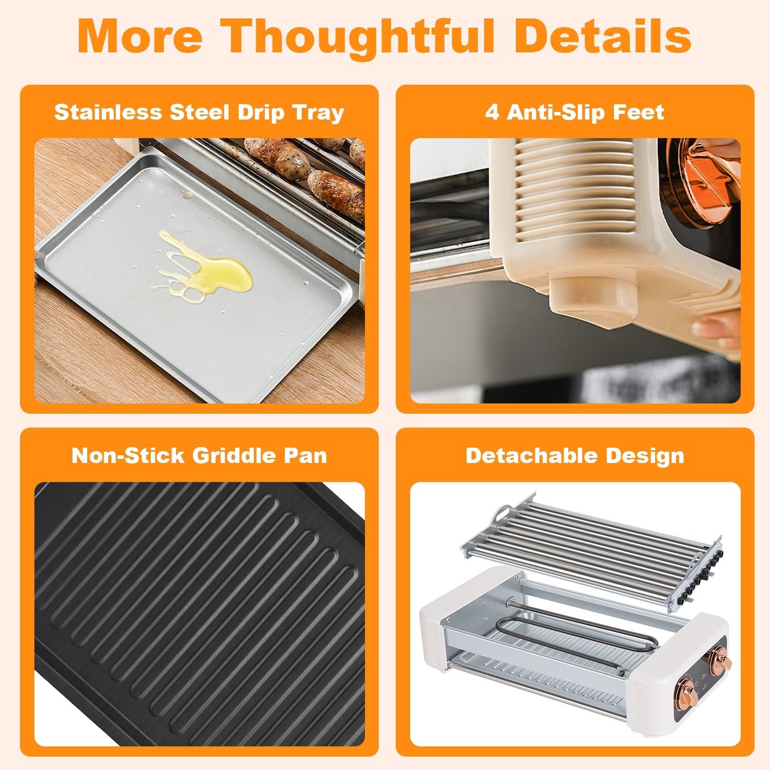 3-in-1 Electric Hot Dog Roller, Grill, and Flat Griddle