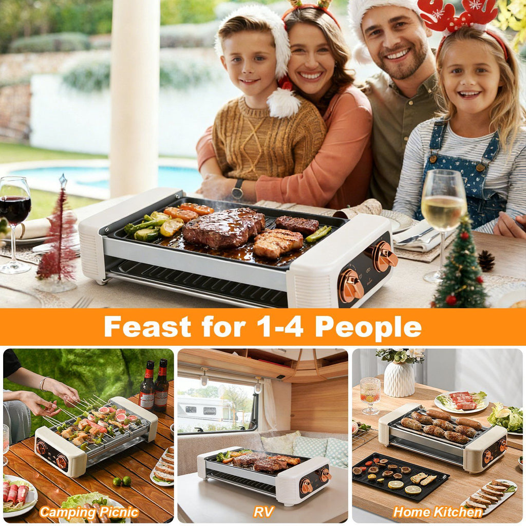 3-in-1 Electric Hot Dog Roller, Grill, and Flat Griddle