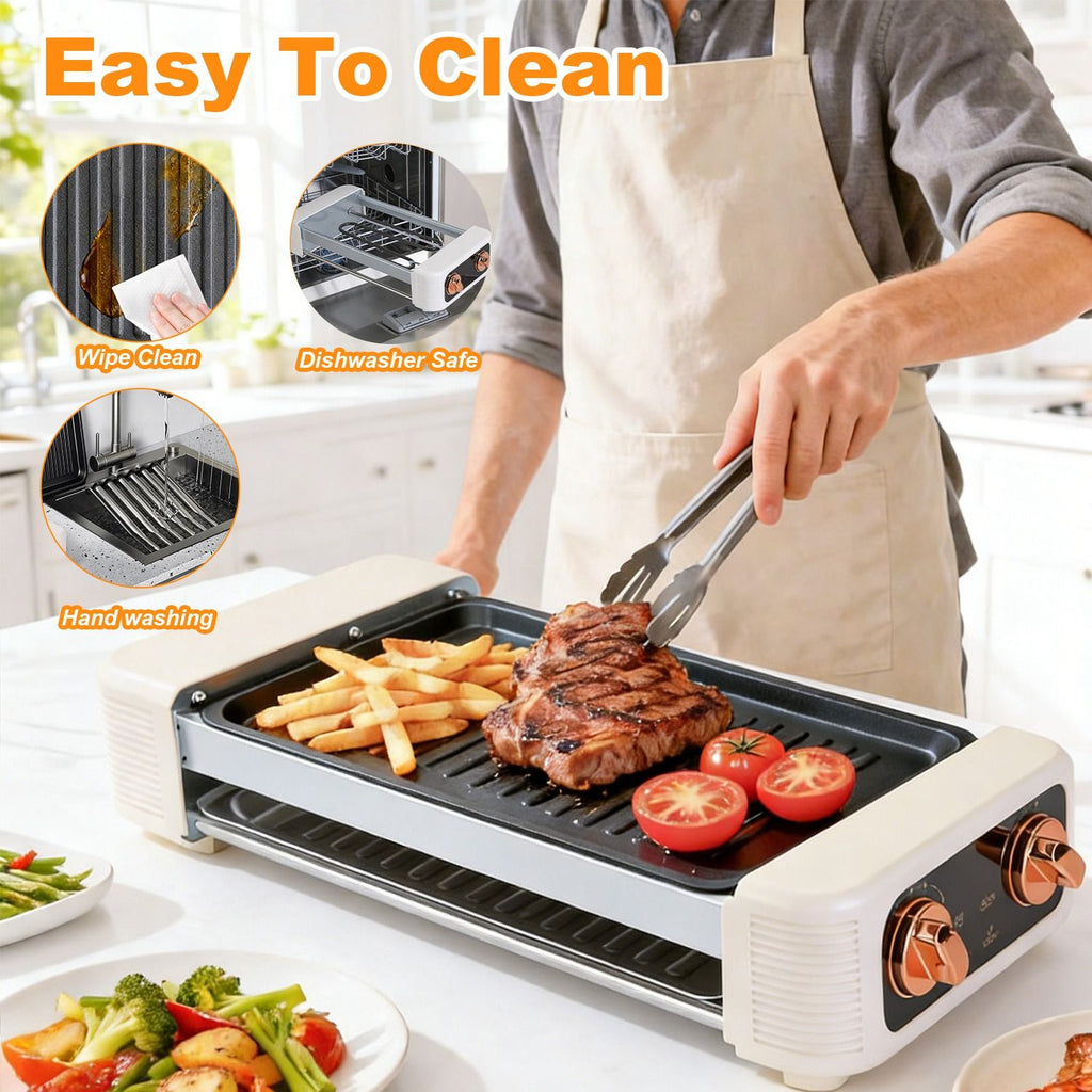 3-in-1 Electric Hot Dog Roller, Grill, and Flat Griddle
