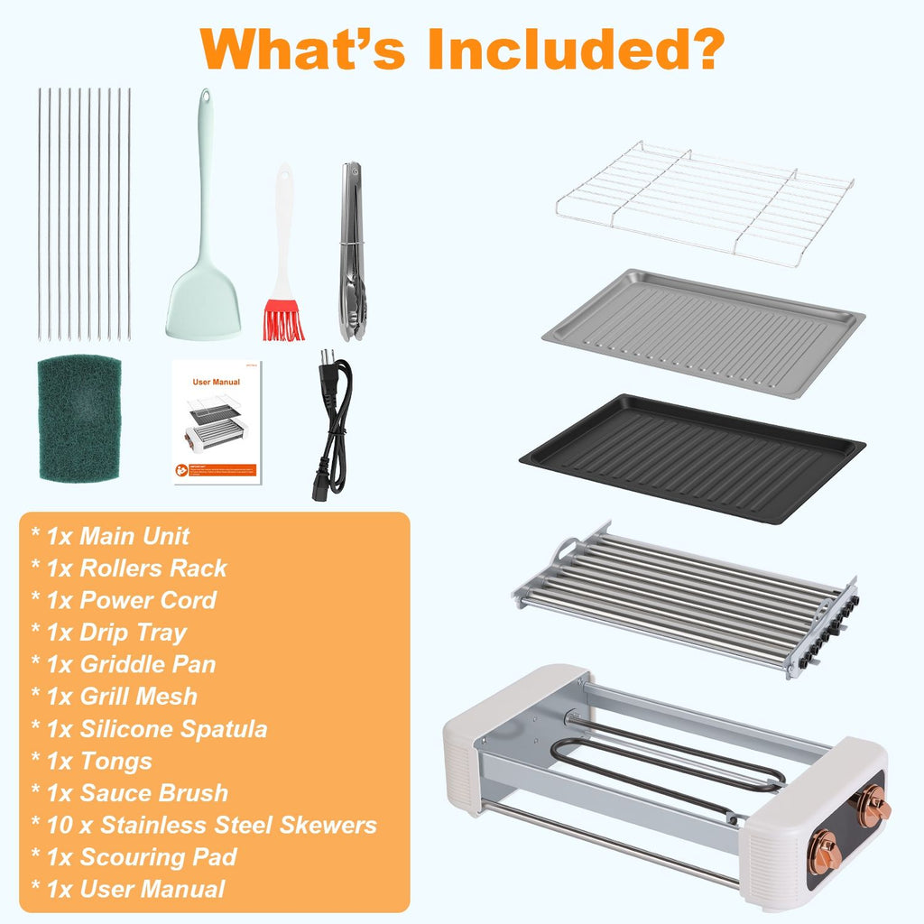 3-in-1 Electric Hot Dog Roller, Grill, and Flat Griddle