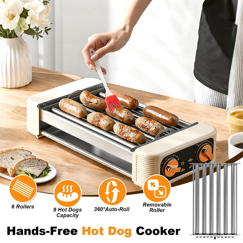 3-in-1 Electric Hot Dog Roller, Grill, and Flat Griddle