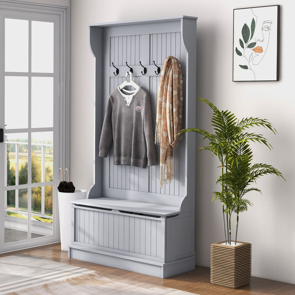 3-in-1 Hall Tree Bench with Coat Rack and Shoe Storage