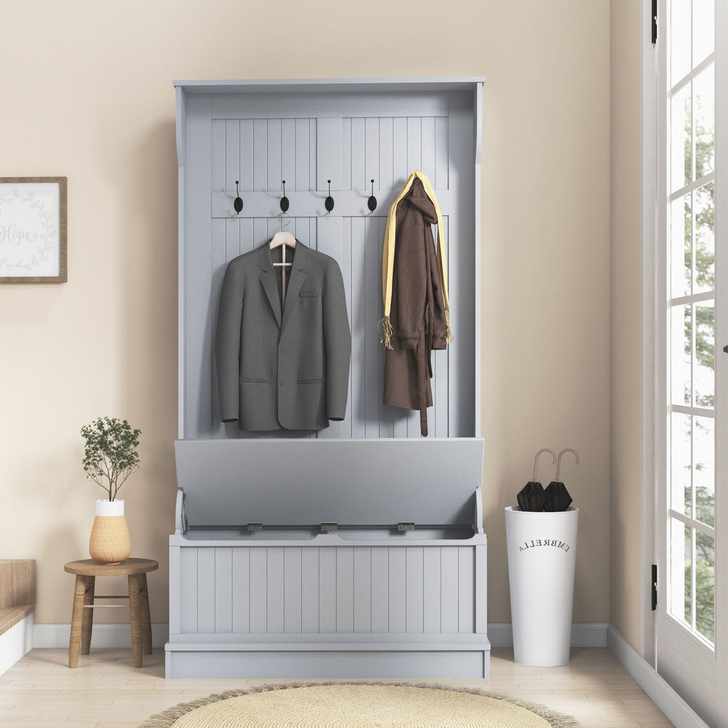 3-in-1 Hall Tree Bench with Coat Rack and Shoe Storage