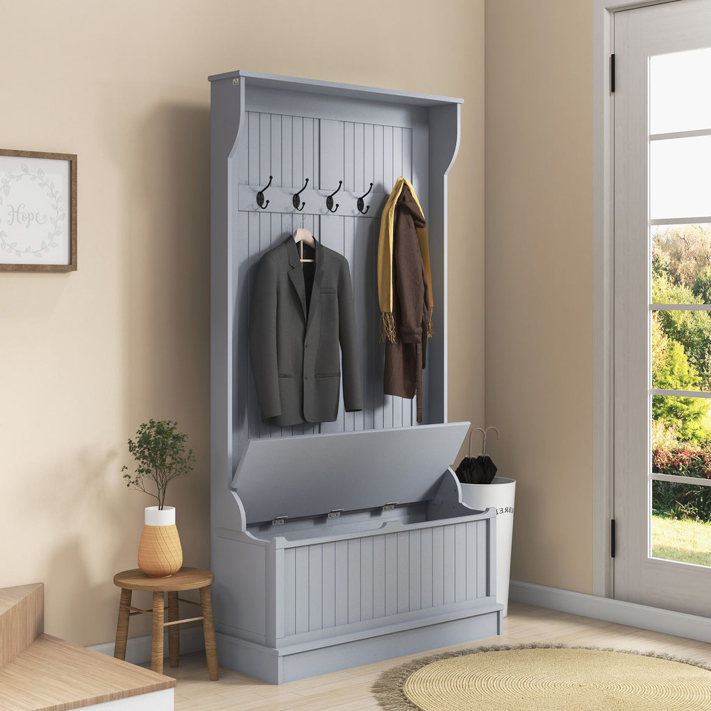 3-in-1 Hall Tree Bench with Coat Rack and Shoe Storage
