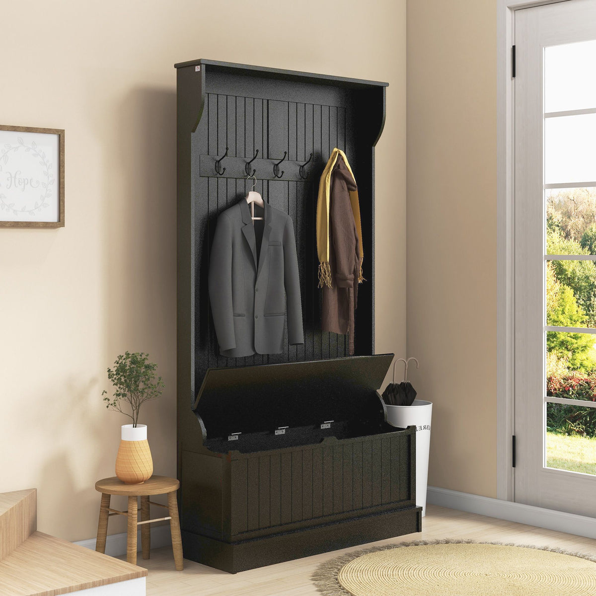 3-in-1 Hall Tree with Bench and Shoe Storage