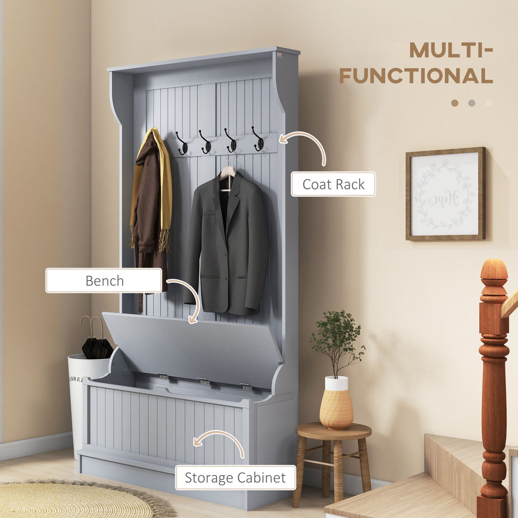 3-in-1 Hall Tree Bench with Coat Rack and Shoe Storage