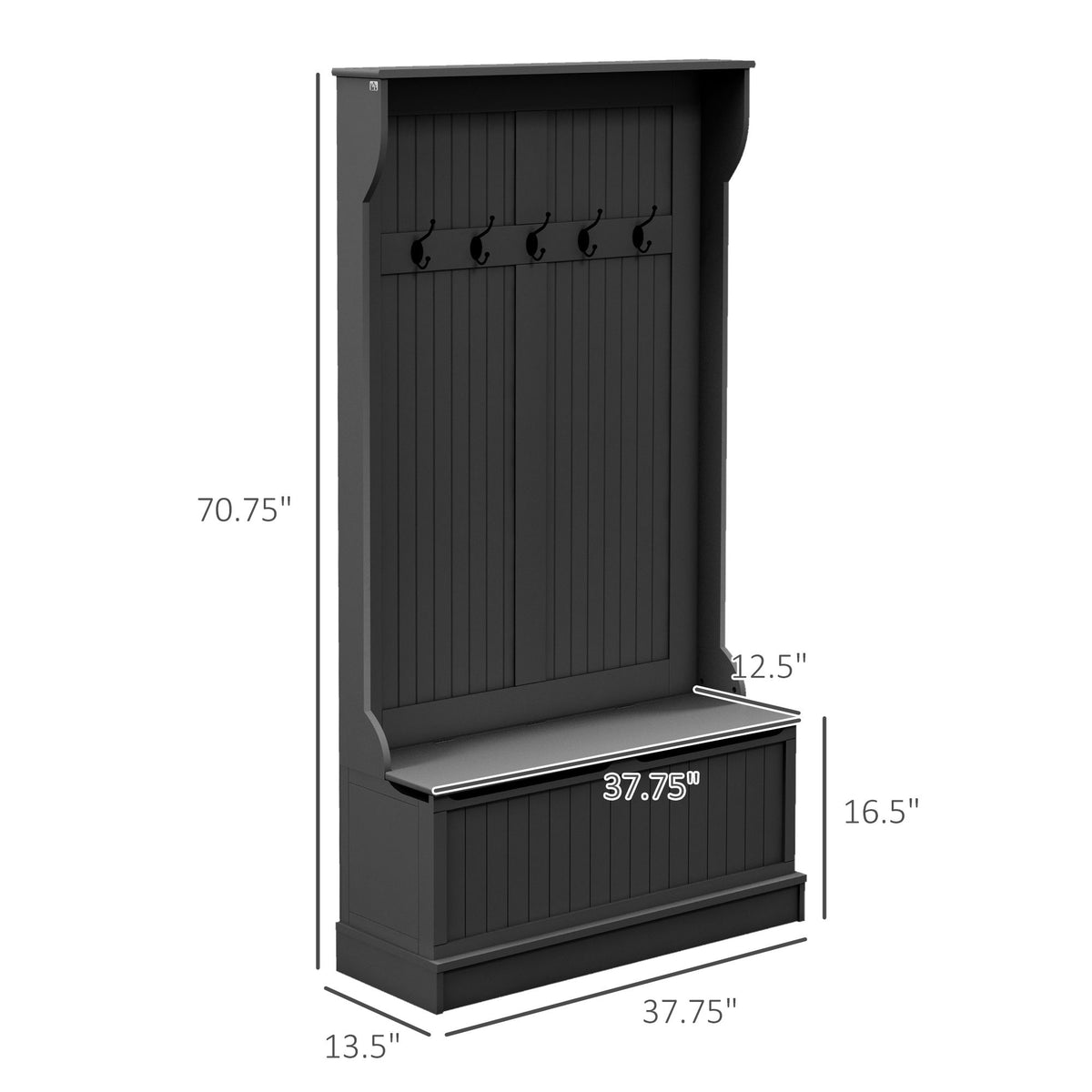 3-in-1 Hall Tree with Bench and Shoe Storage