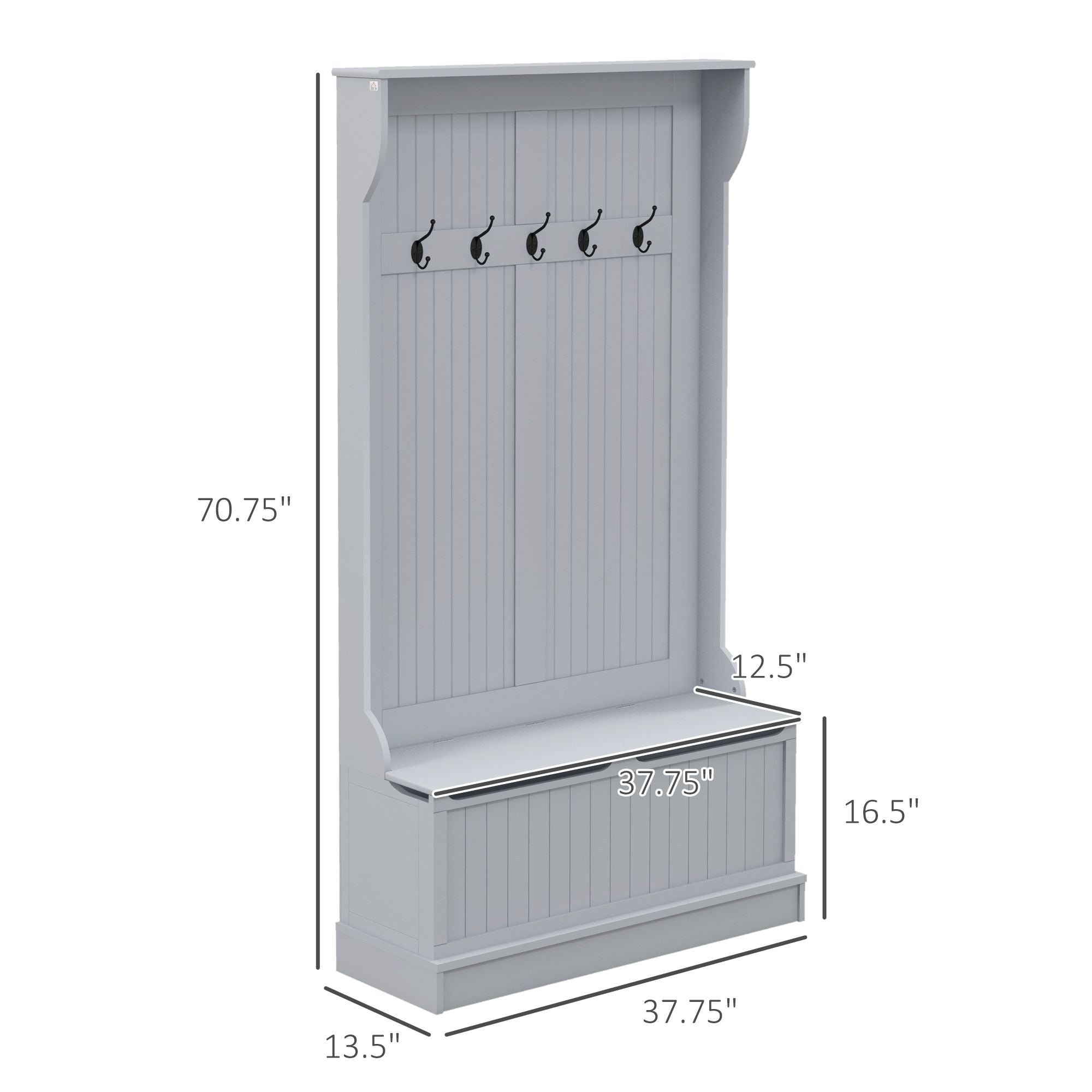 3-in-1 Hall Tree Bench with Coat Rack and Shoe Storage