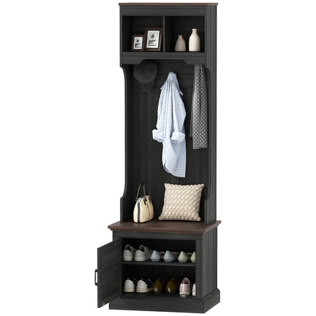 Multi-Use Entryway Hall Tree with Bench and Shoe Storage