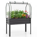 3-in-1 Metal Raised Garden Bed with Mini Greenhouse Cover, Elevated Planter Box - Black