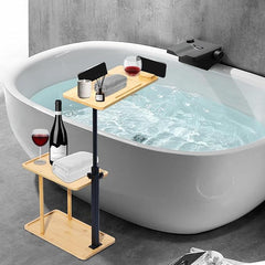 Freestanding Bamboo Bath Tray Organizer for Luxury Spa