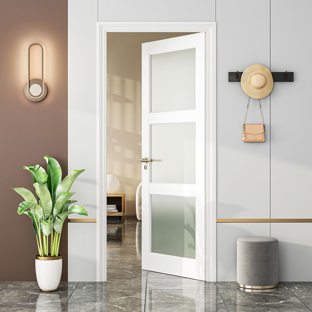 Frosted Glass French Interior Door Slab | Solid Core, Pre-Assembled, Paintable