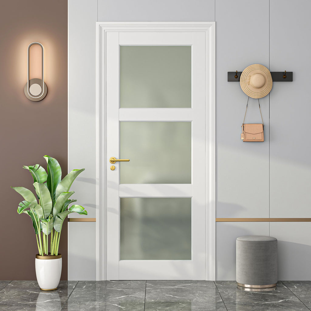 Frosted Glass French Interior Door Slab | Solid Core, Pre-Assembled, Paintable