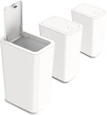 3 Pack 10L Small Trash Can with Pop-Up Lid – Slim Design for Bathroom, Kitchen, Office