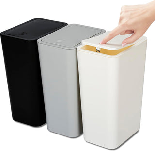 Slim Press-Top Trash Can Set for Small Spaces
