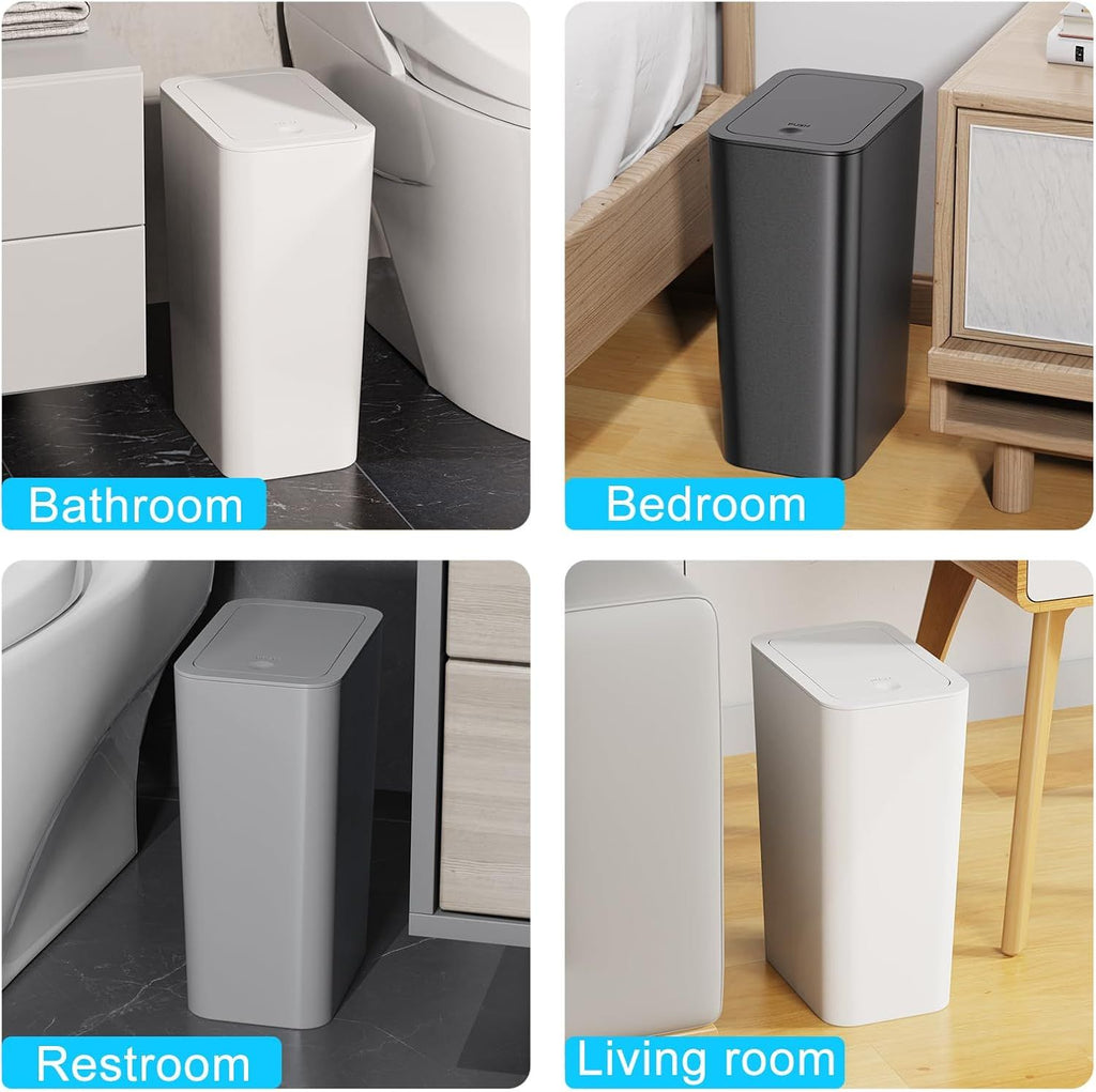 Slim Press-Top Trash Can Set for Small Spaces
