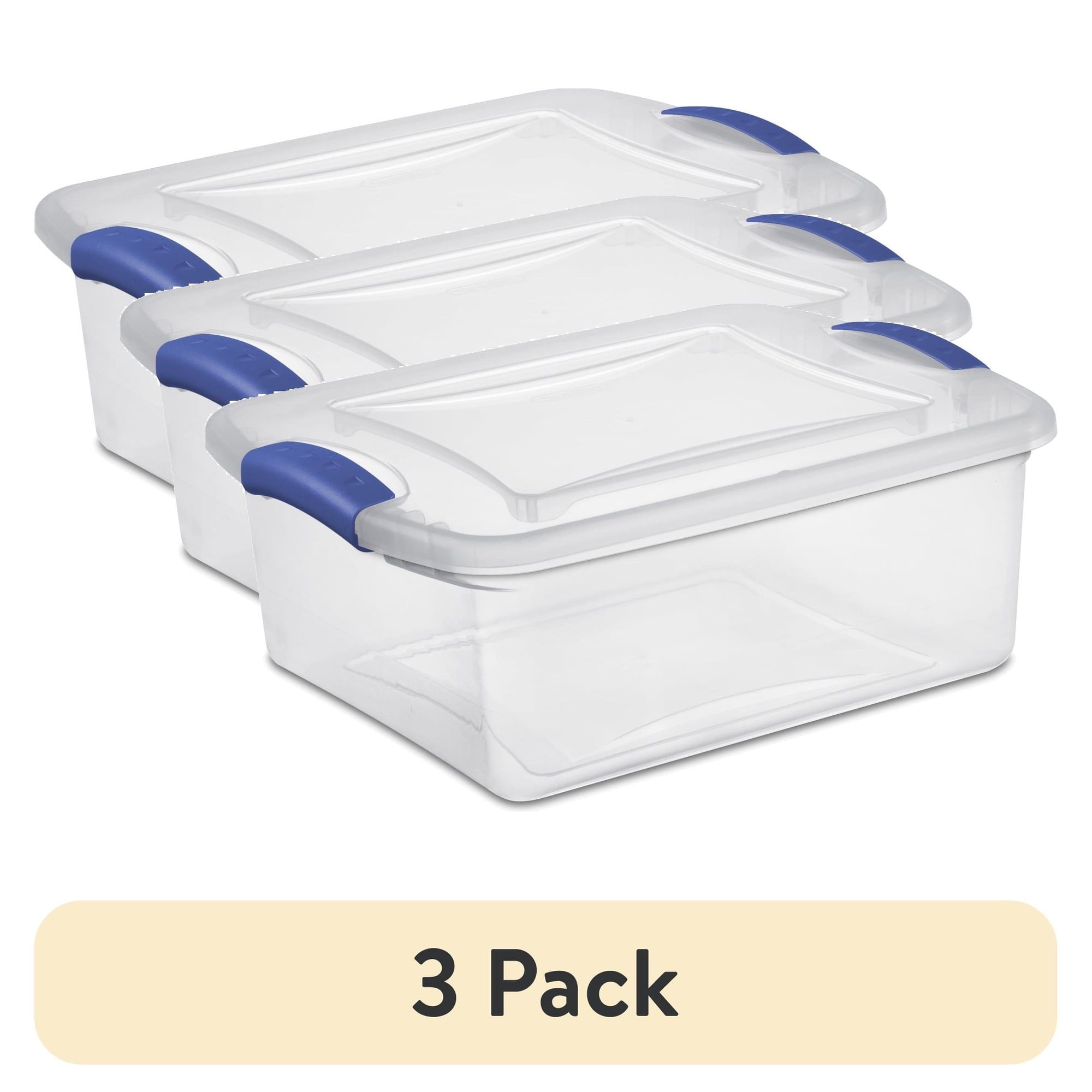 (3 pack) 15 Quart Small Latching Storage Bin, Clear Plastic Storage Container with Latch