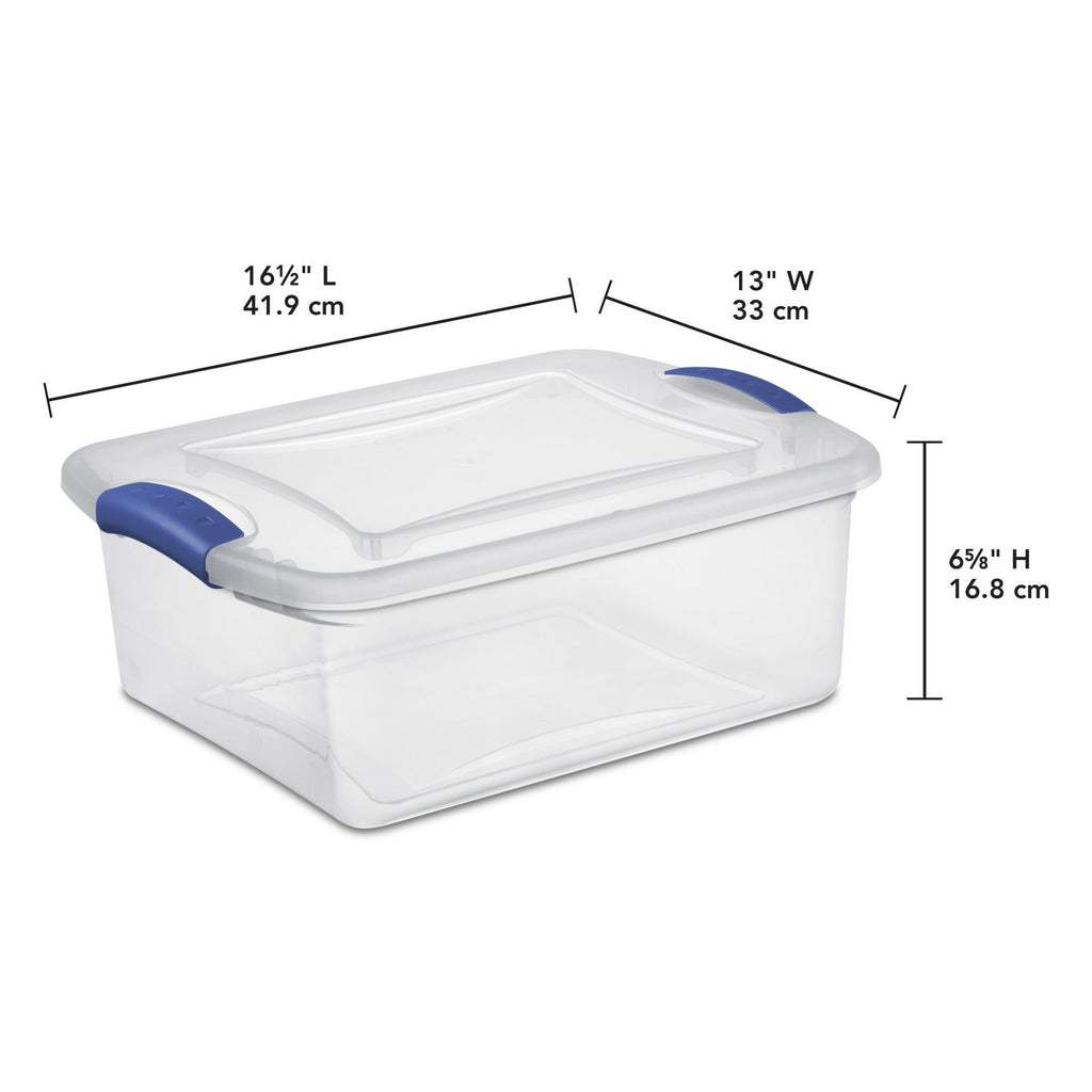 (3 pack) 15 Quart Small Latching Storage Bin, Clear Plastic Storage Container with Latch