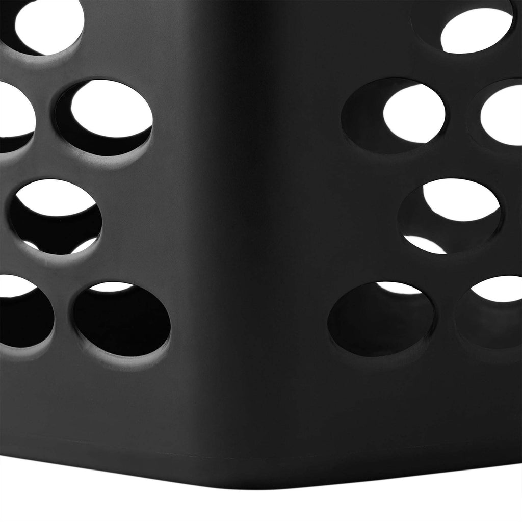 Flex Black Laundry Hamper with Ventilation Holes & Handles