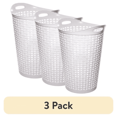 3-Pack Flexible Wicker Laundry Hamper for Bedroom, Bathroom, Dorm Room Storage