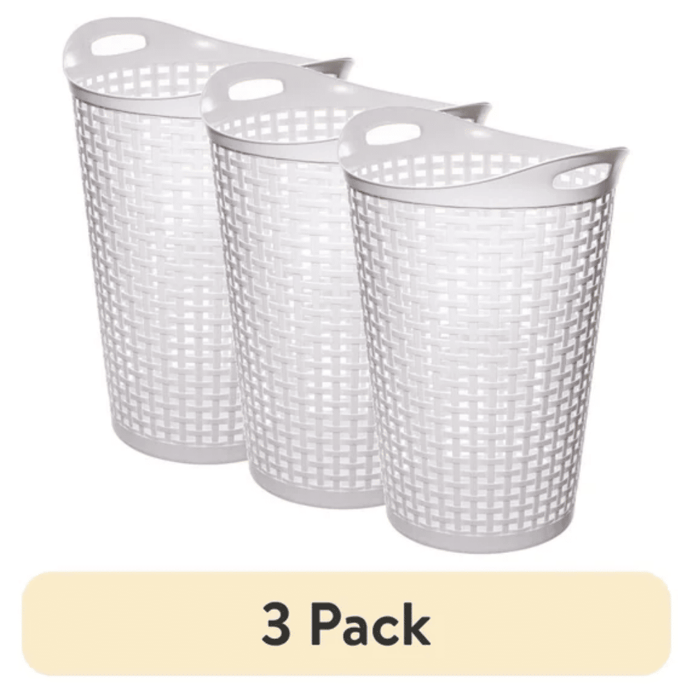 3-Pack Flexible Wicker Laundry Hamper for Bedroom, Bathroom, Dorm Room Storage