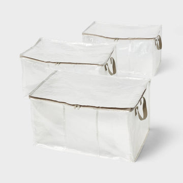 Three Clear Household Storage Bags with Handles