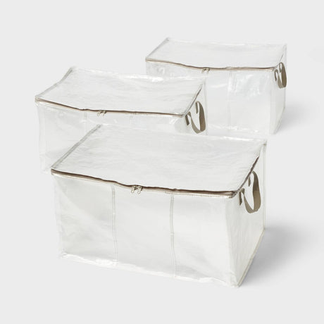 Three Clear Household Storage Bags with Handles