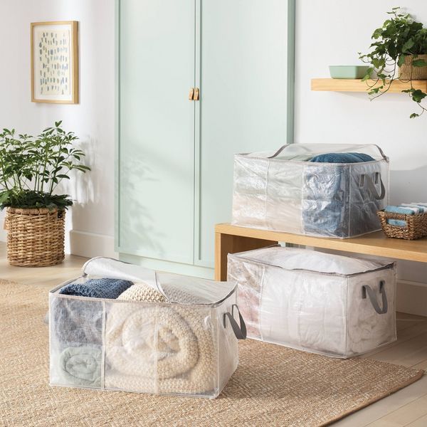 Three Clear Household Storage Bags with Handles