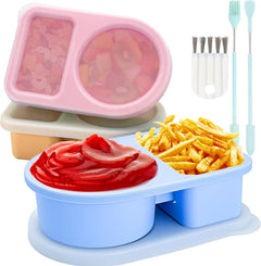 3 Pack Reusable Silicone Snack Containers with Semi-Transparent Lids, Small Leak-Proof 2