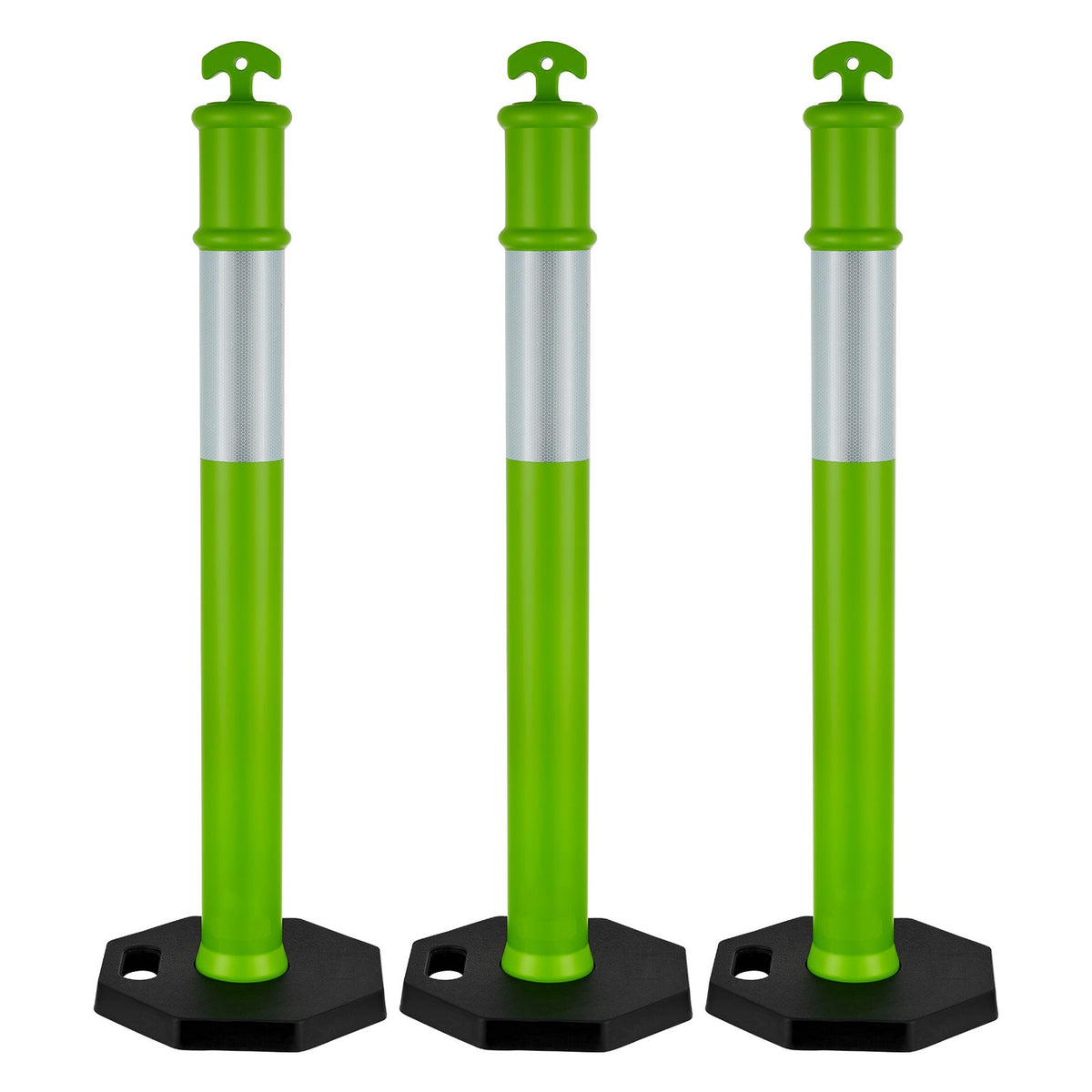 Green Traffic Delineator Post Set with Reflective Strips