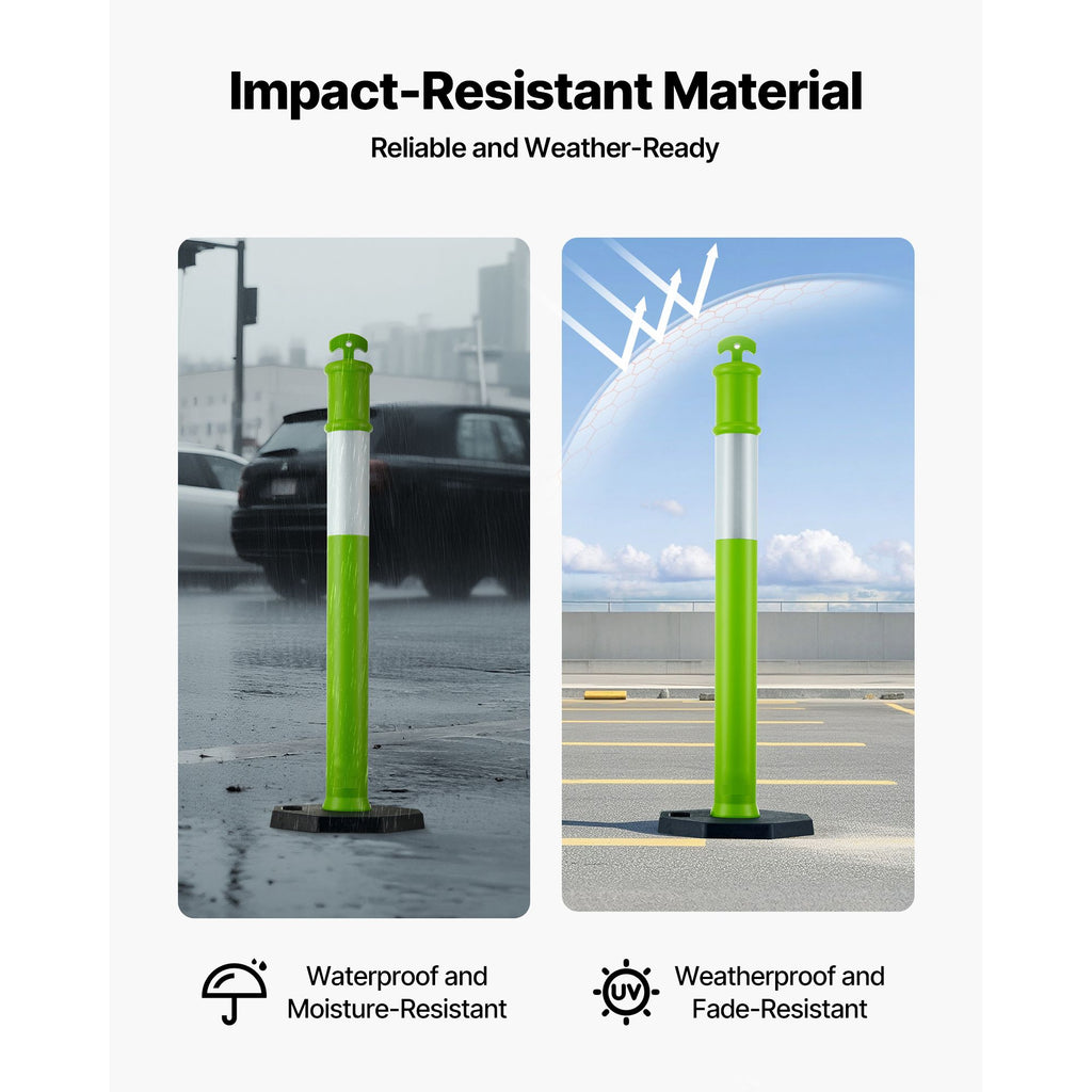 Green Traffic Delineator Post Set with Reflective Strips