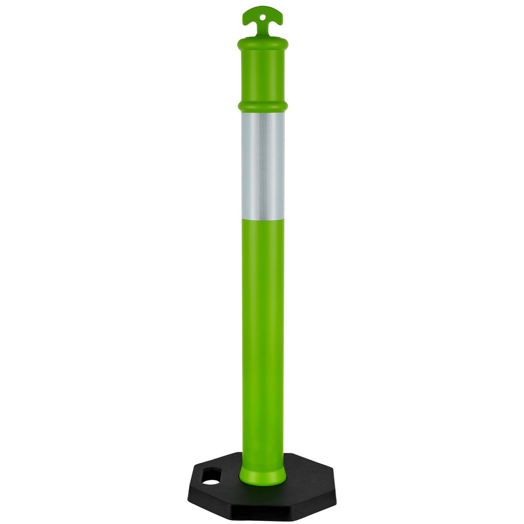 Green Traffic Delineator Post Set with Reflective Strips