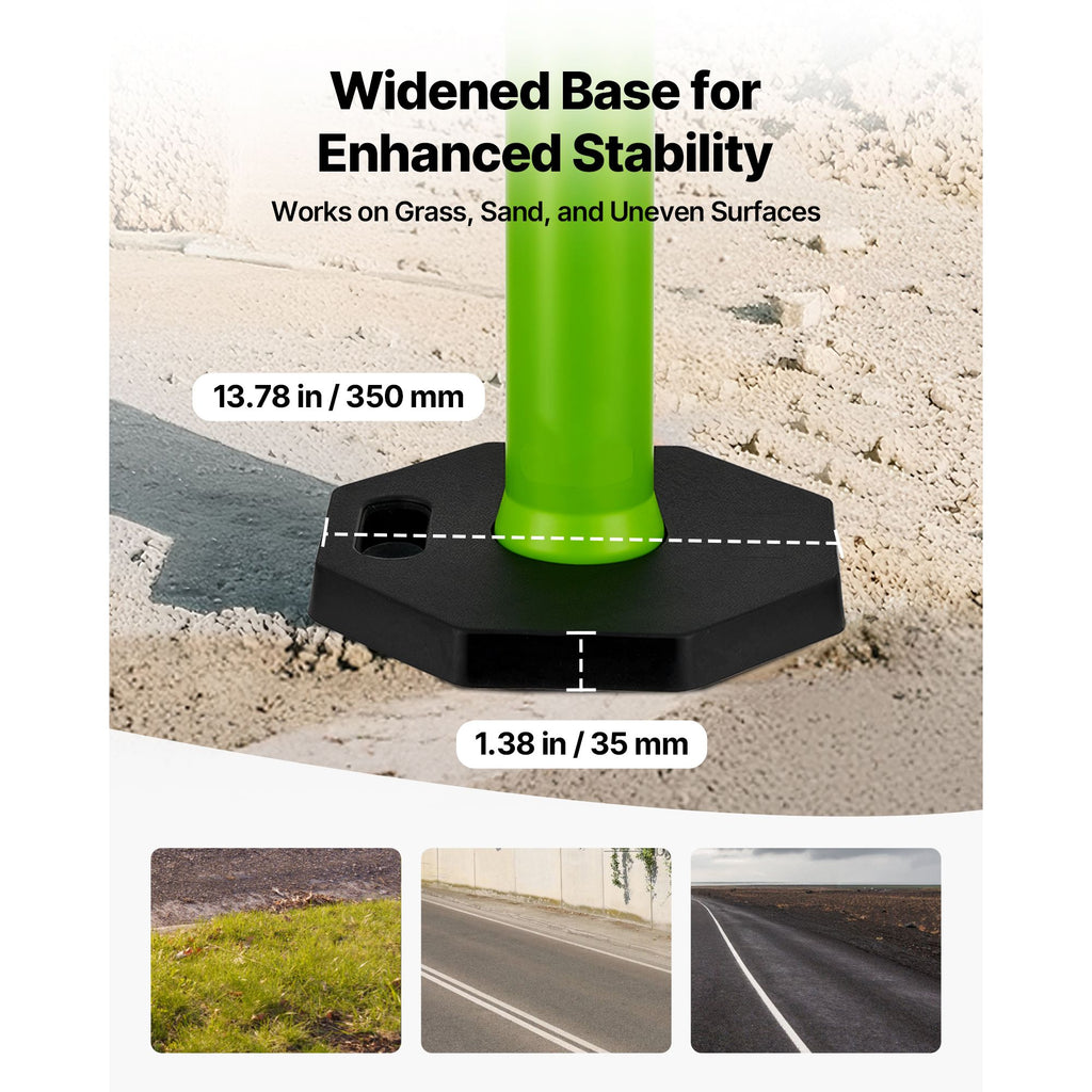 Green Traffic Delineator Post Set with Reflective Strips