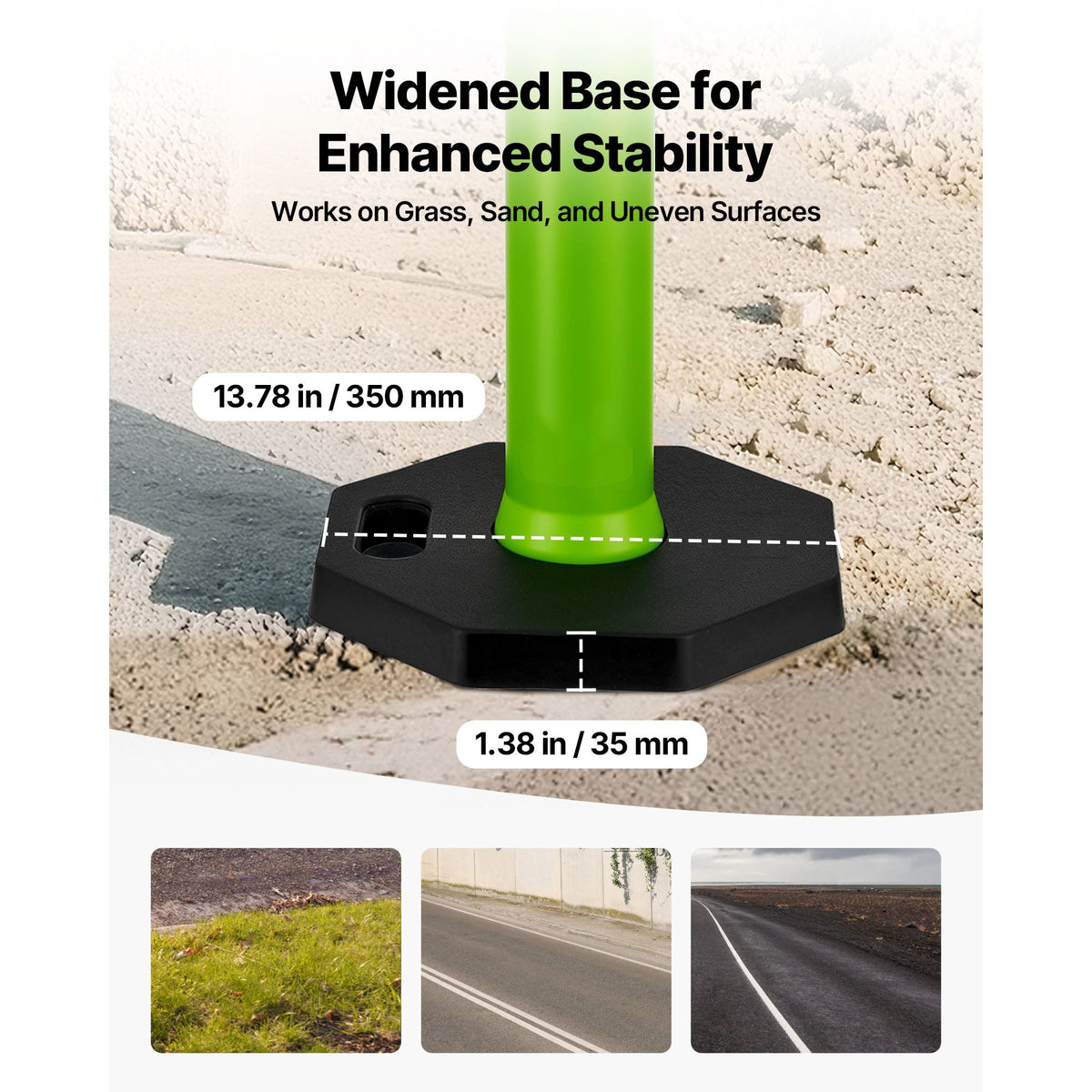 Green Traffic Delineator Post Set with Reflective Strips