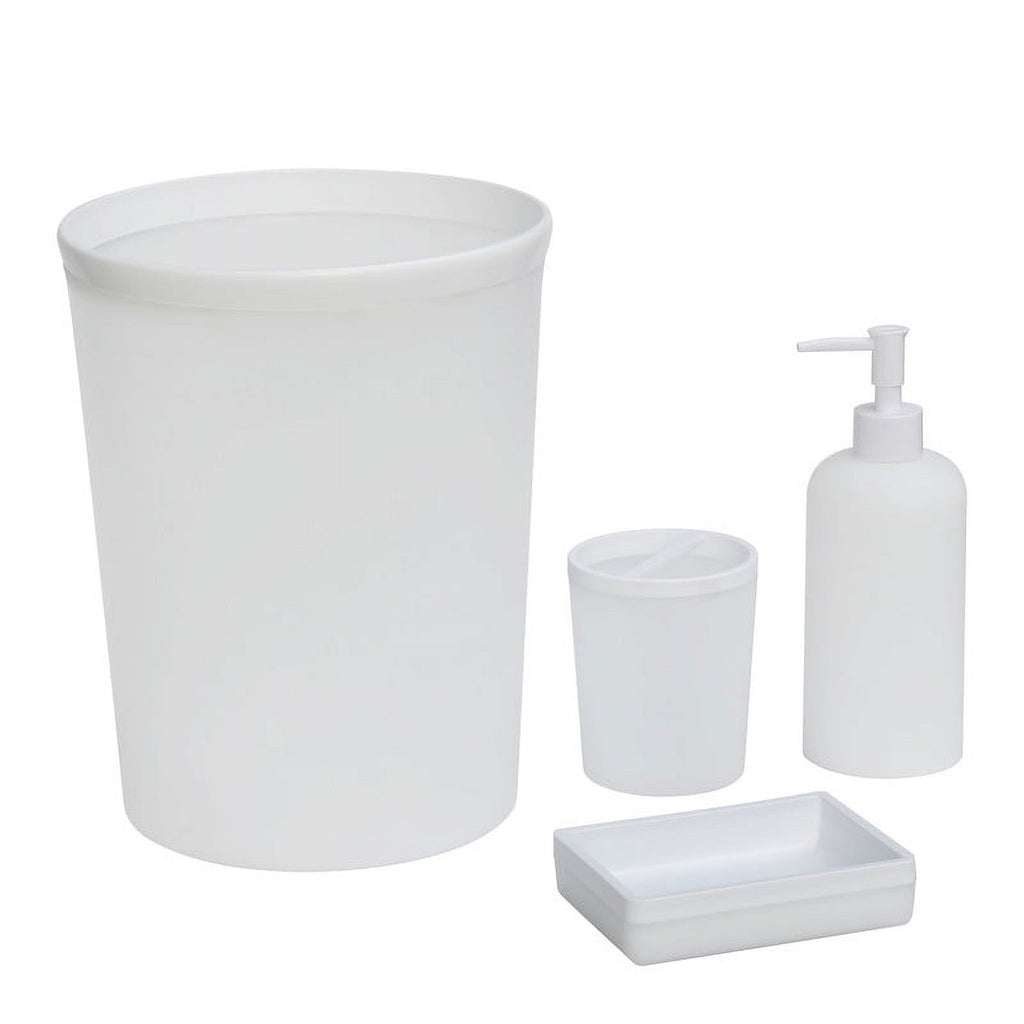 Frosted White Bathroom Wastebaskets 3-Pack – Modern Minimalist Style