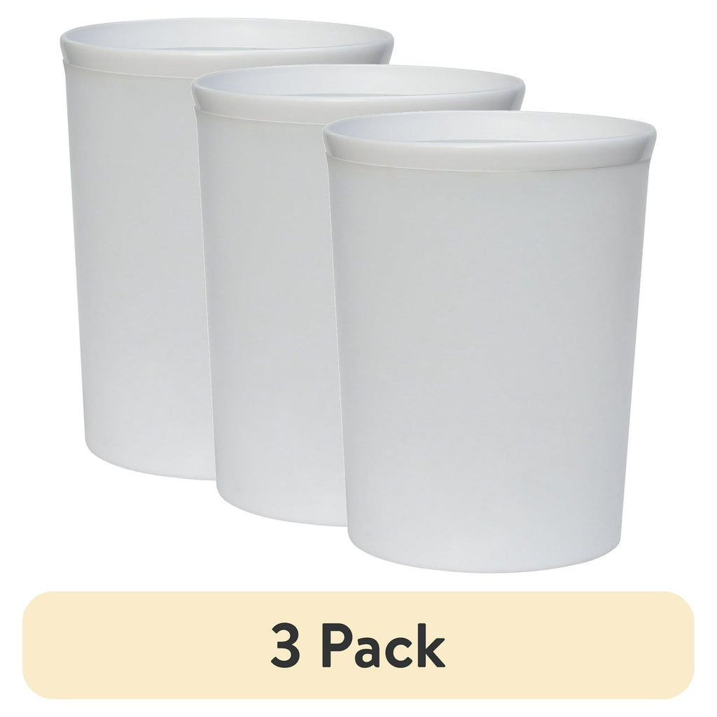 Frosted White Bathroom Wastebaskets 3-Pack – Modern Minimalist Style