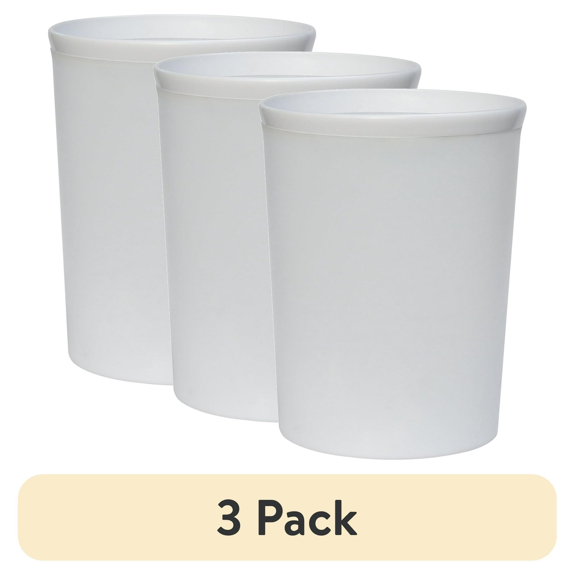 Frosted White Bathroom Wastebaskets 3-Pack – Modern Minimalist Style