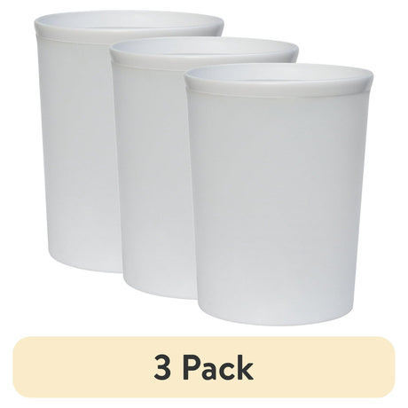 Frosted White Bathroom Wastebaskets 3-Pack – Modern Minimalist Style
