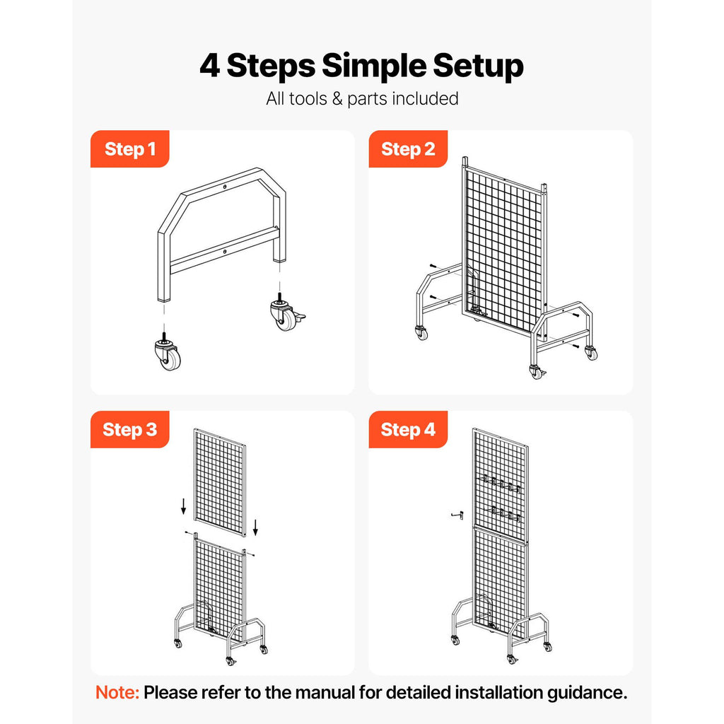 Versatile Mobile Grid Wall Panels for Home Organization and Retail Displays