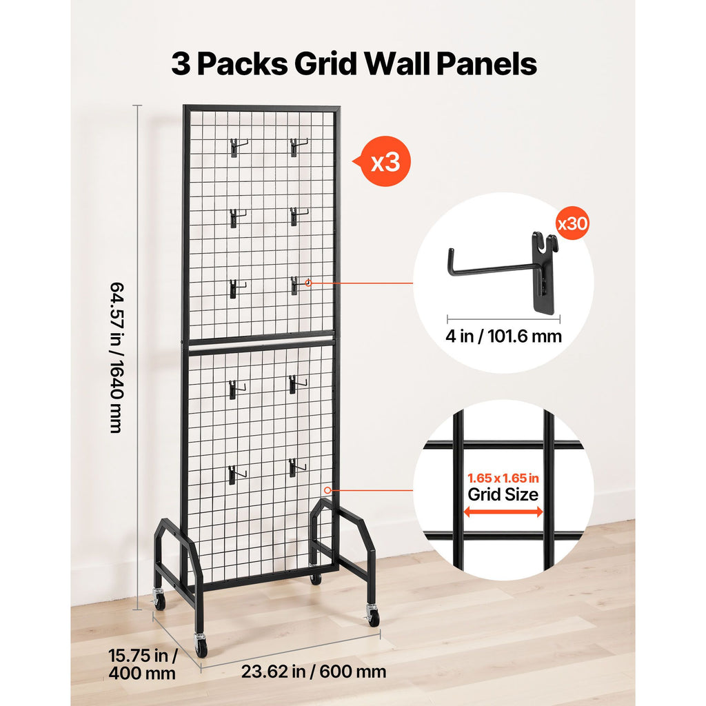 Versatile Mobile Grid Wall Panels for Home Organization and Retail Displays
