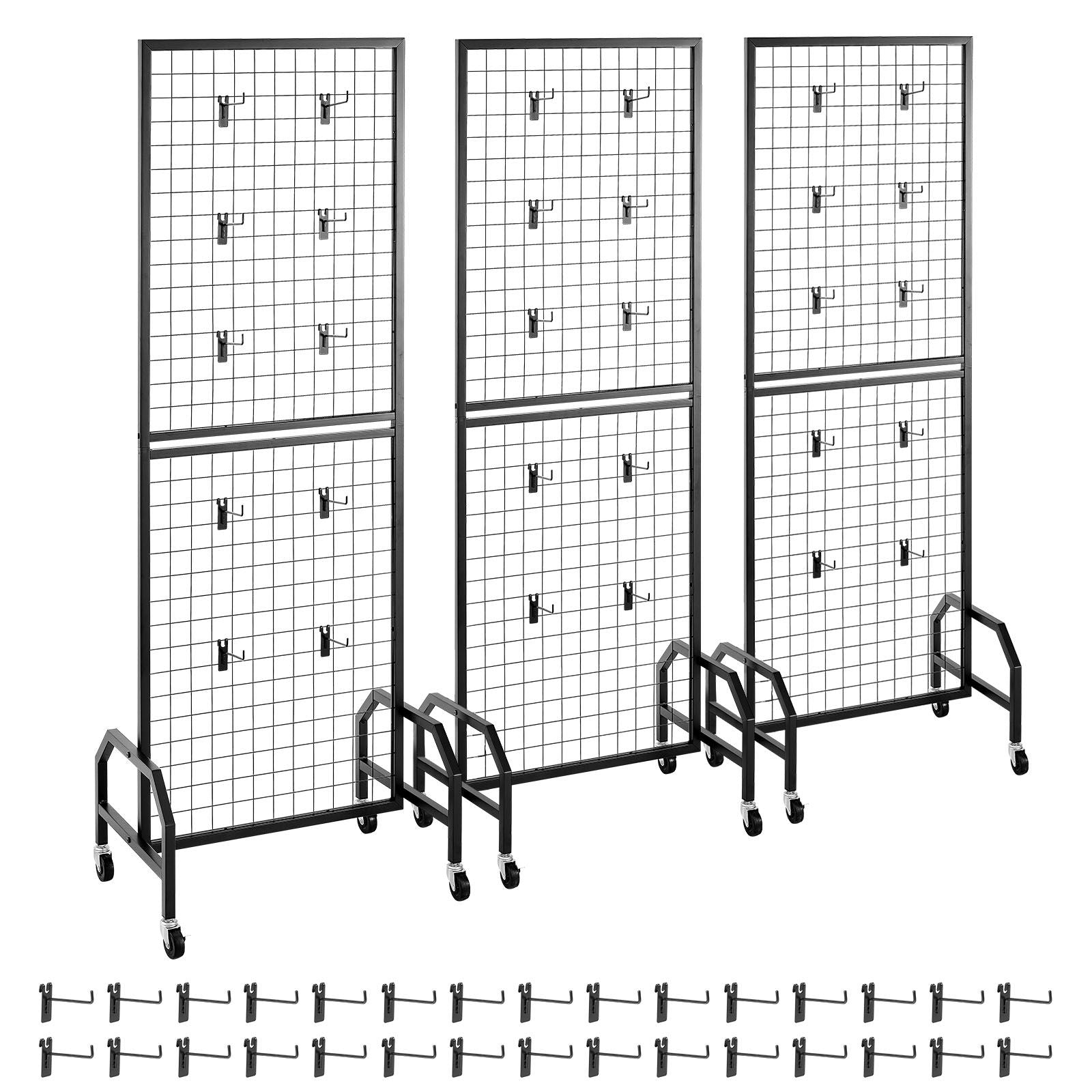 Versatile Mobile Grid Wall Panels for Home Organization and Retail Displays