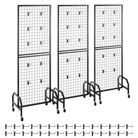 Versatile Mobile Grid Wall Panels for Home Organization and Retail Displays