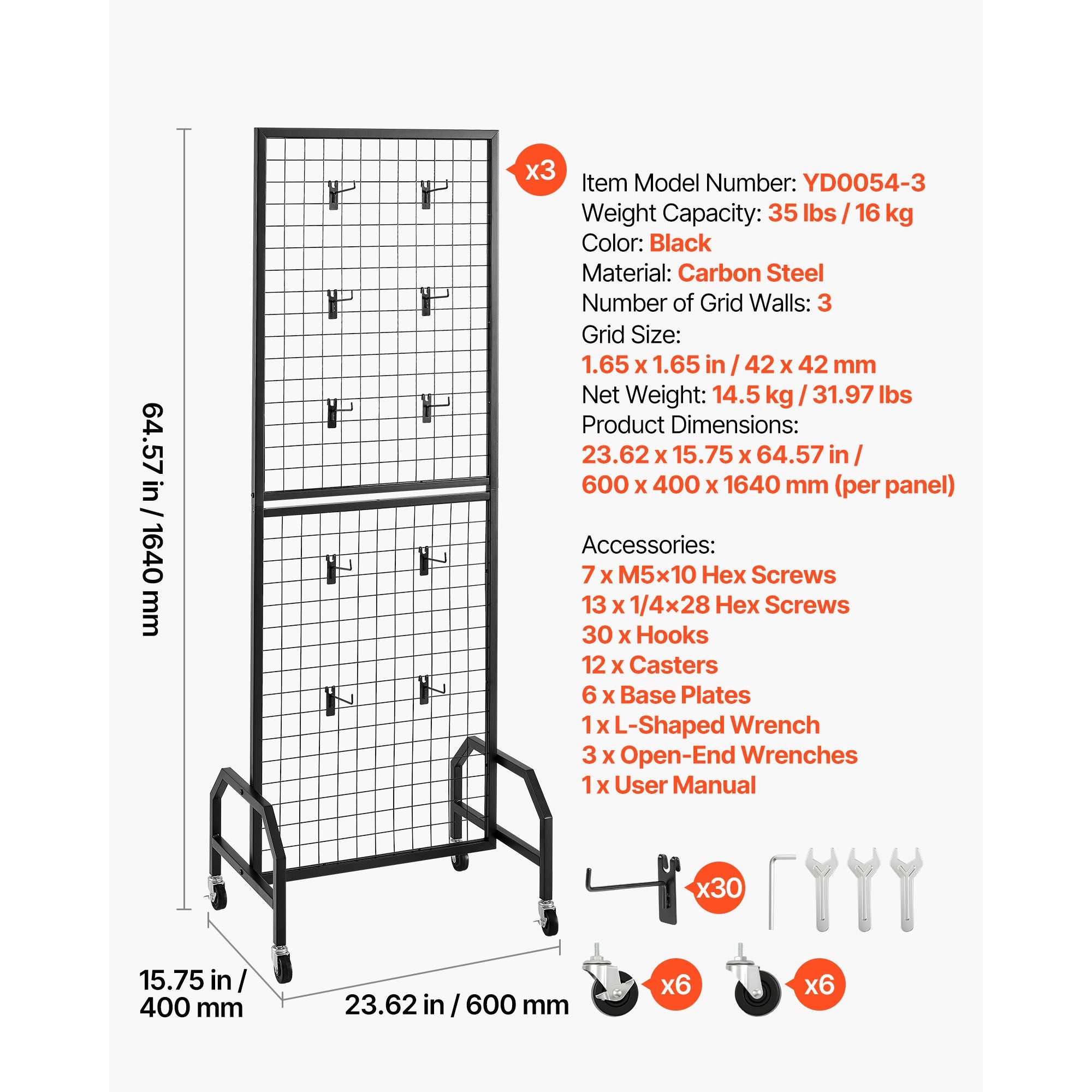 Versatile Mobile Grid Wall Panels for Home Organization and Retail Displays
