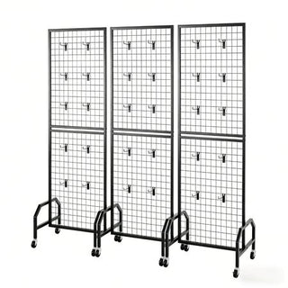 Three Mobile Gridwall Display Panels with Hooks